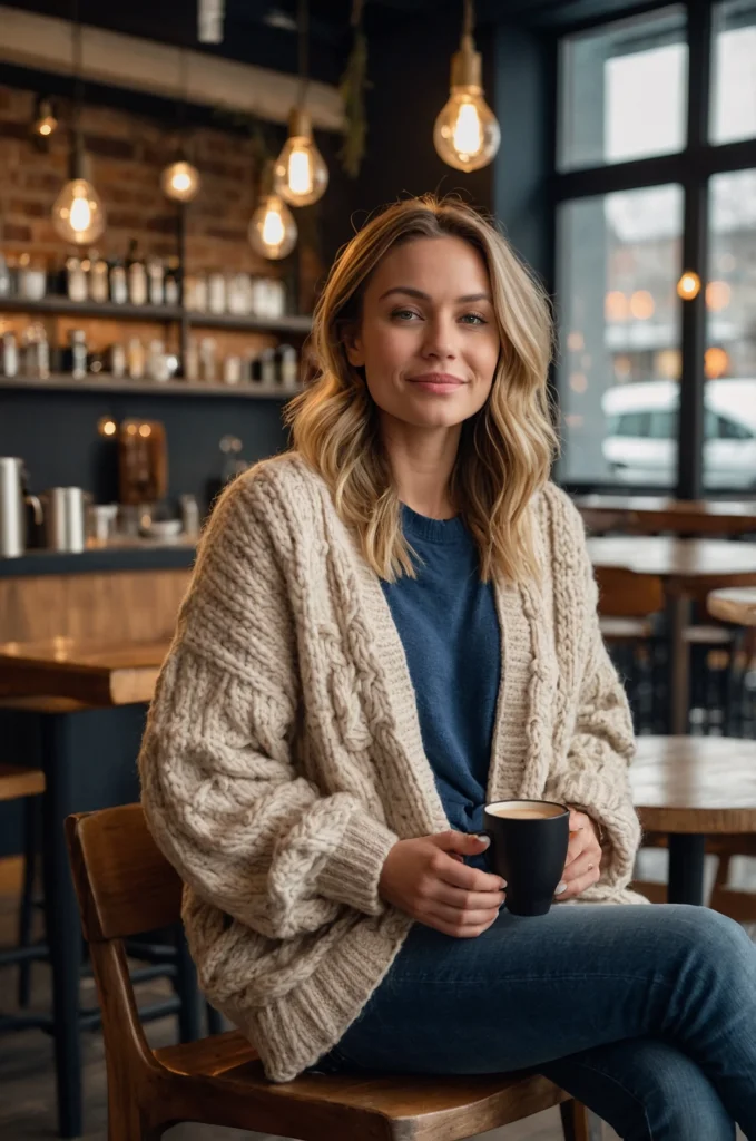 Casual Knit Cardigan with Skinny Jeans