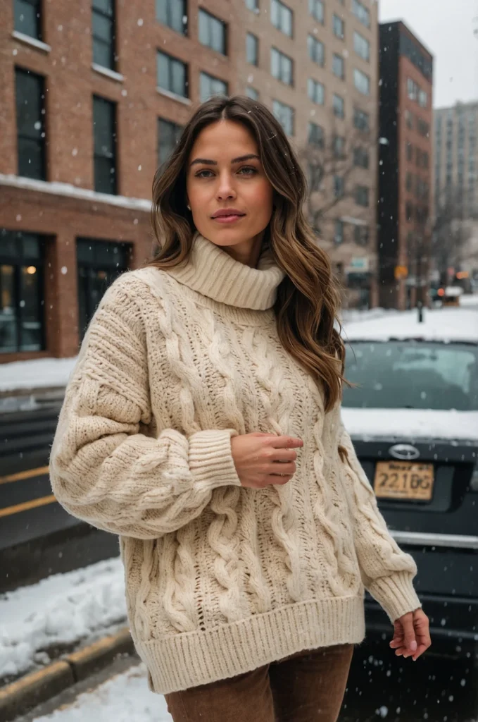 Chunky Knit Sweater and Jeans