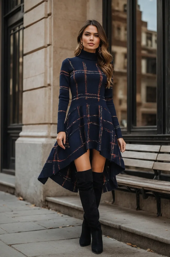 Cozy Knit Dress and Over-the-Knee Boots