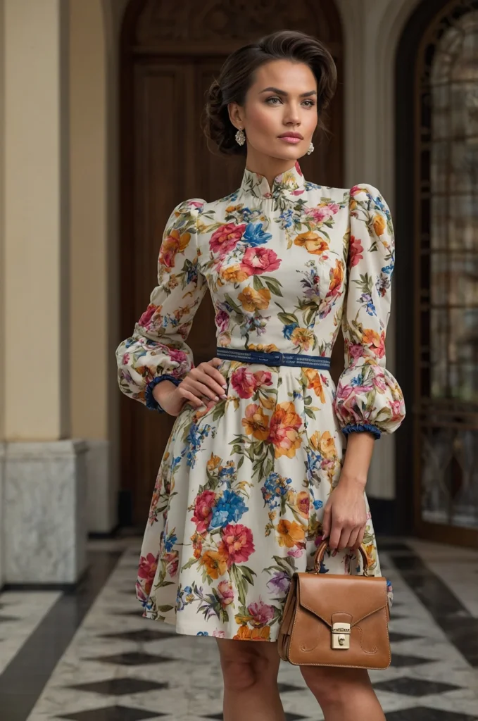 Floral Print with Puff Sleeves