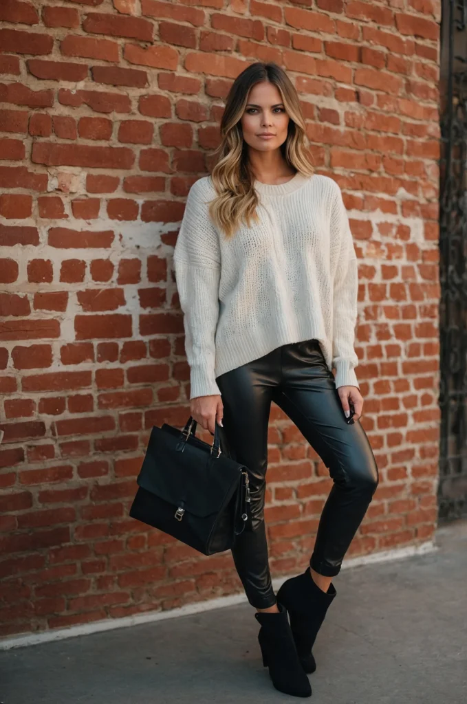 Leather Leggings and Oversized Sweater