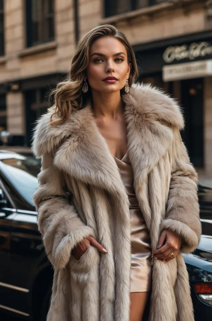 Satin Slip Dress and Faux Fur Coat