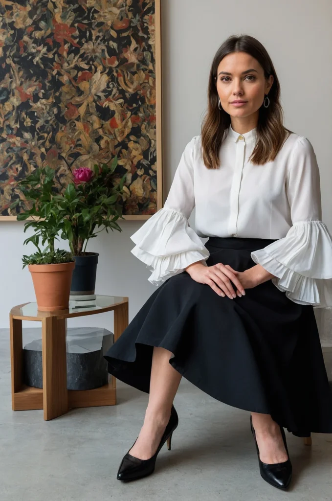 Statement Sleeves and a Simple Skirt