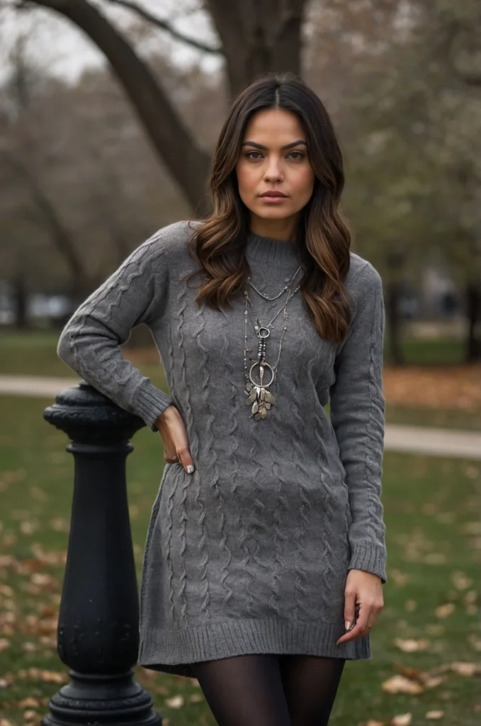 Sweater Dress and Tights