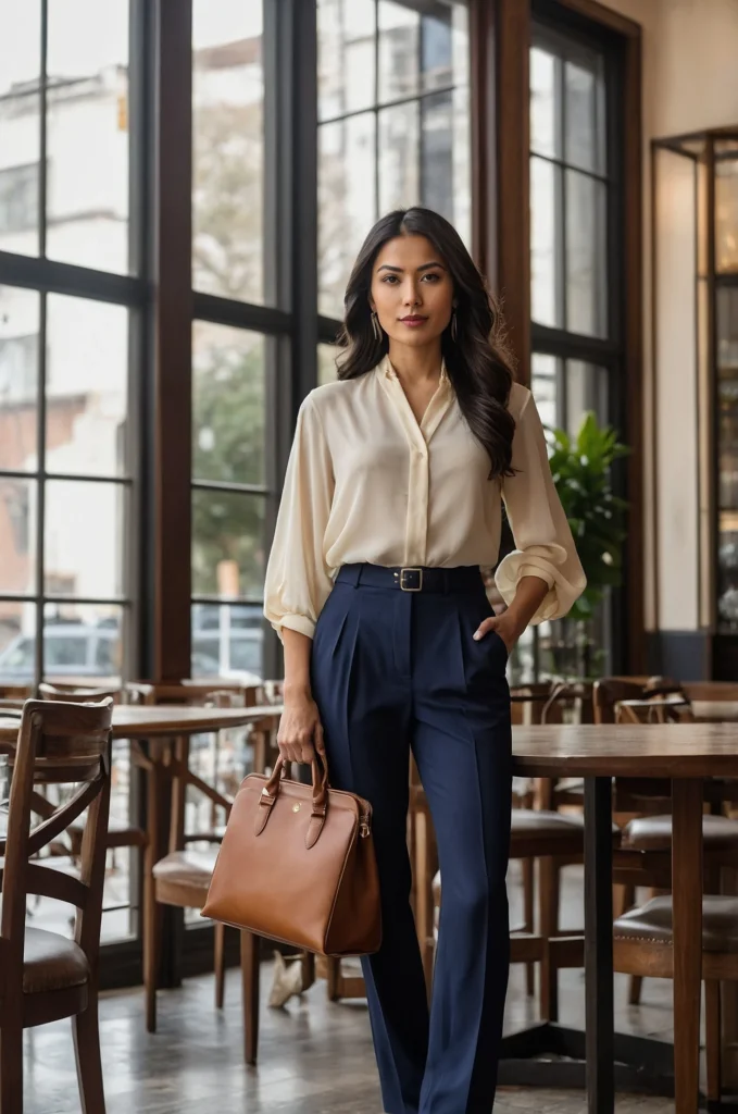 Tailored Trousers and a Silk Blouse