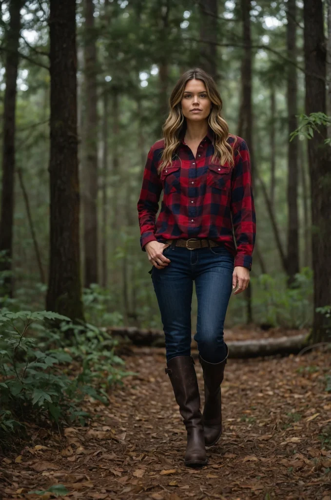 Flannel shirt and jeans