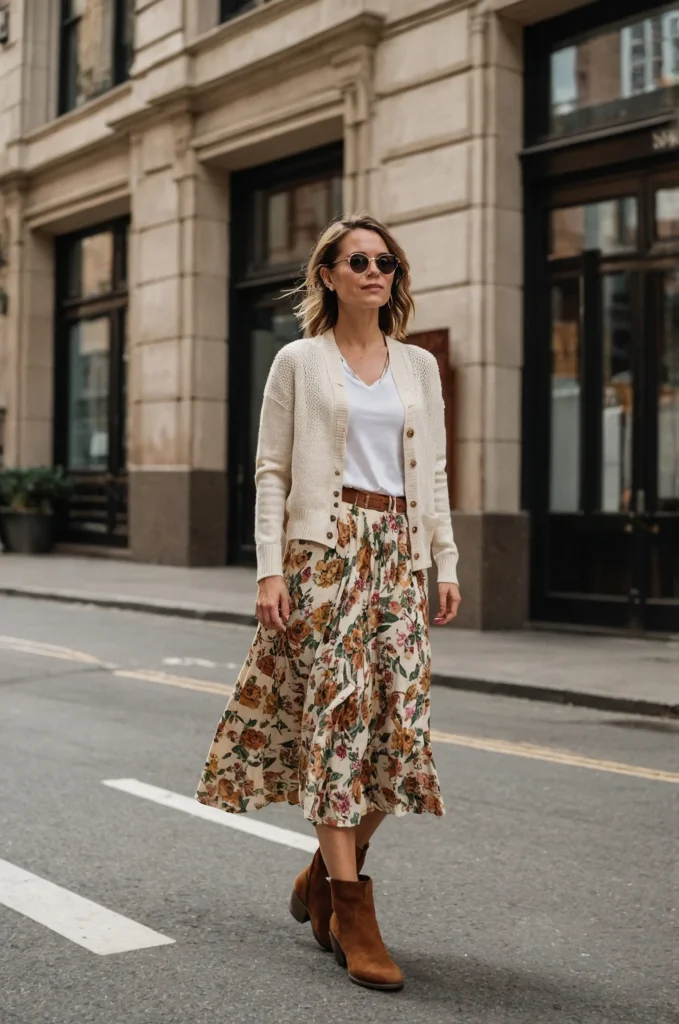 Cardigan and Flowing Skirt