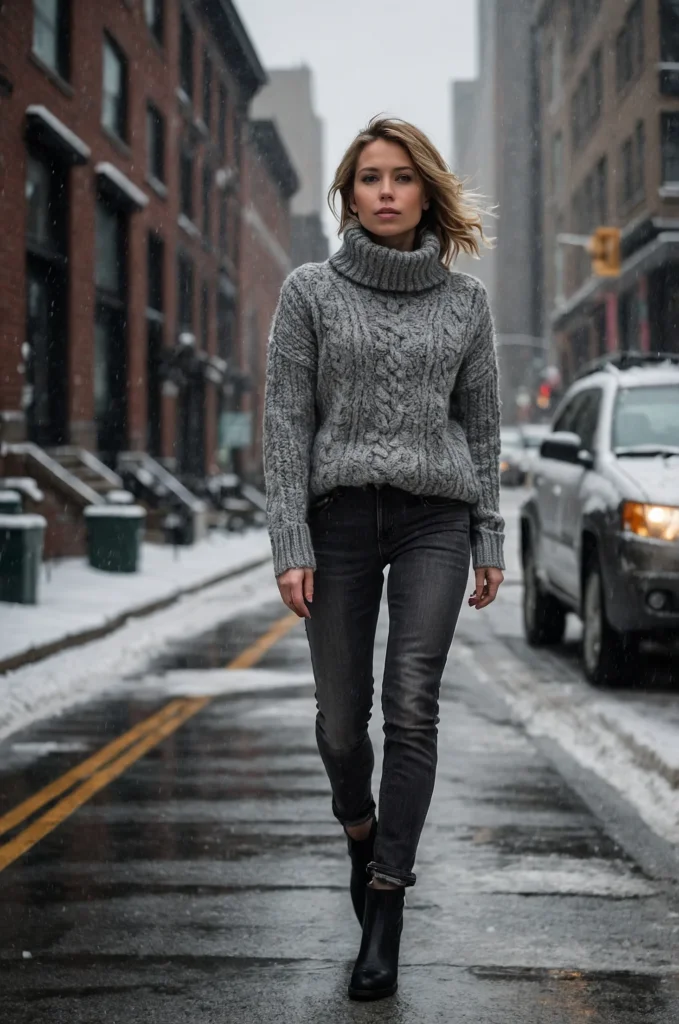 Chunky Knit Sweater and Skinny Jeans