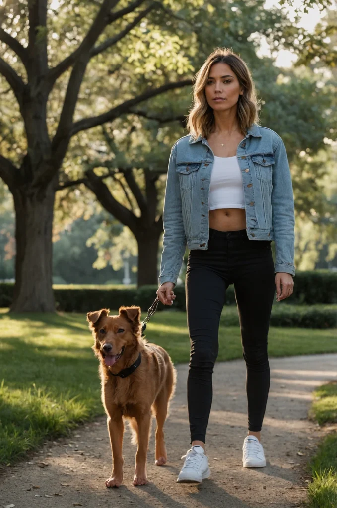 Denim Jacket and Black Leggings