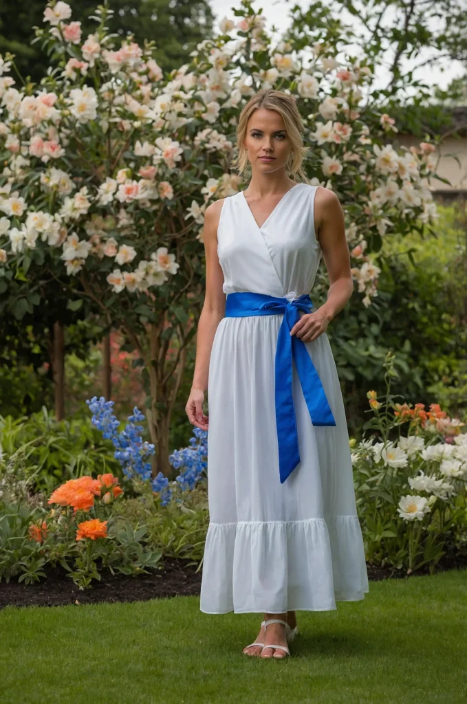 Dress with a contrasting sash