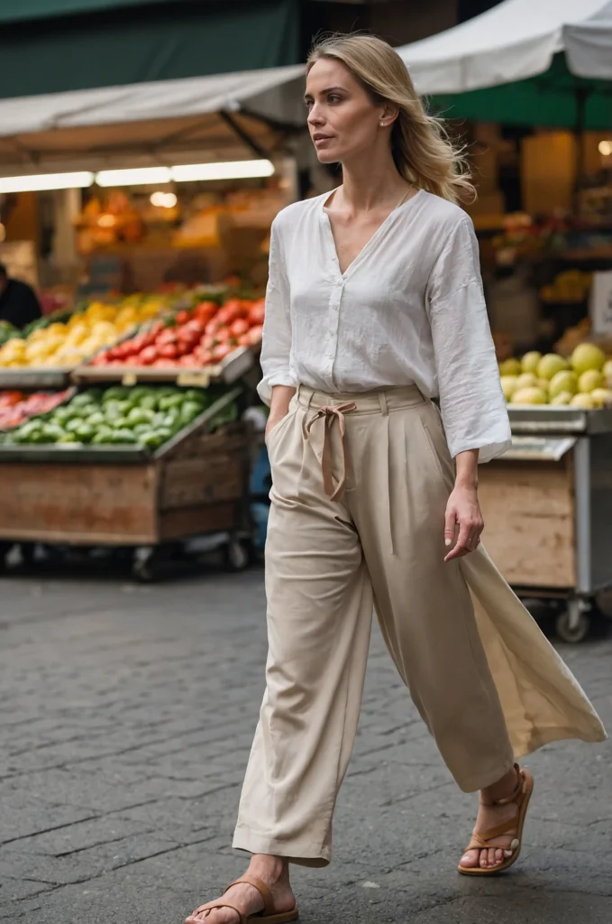 Flowing Top and Cropped Trousers