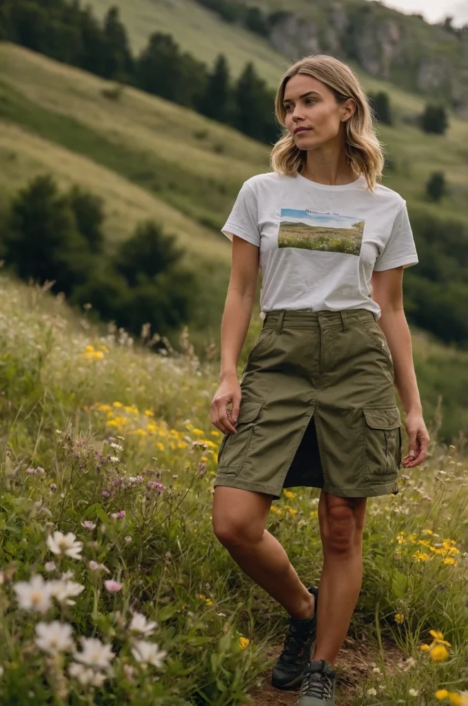 Graphic Tee and Hiking Skirt