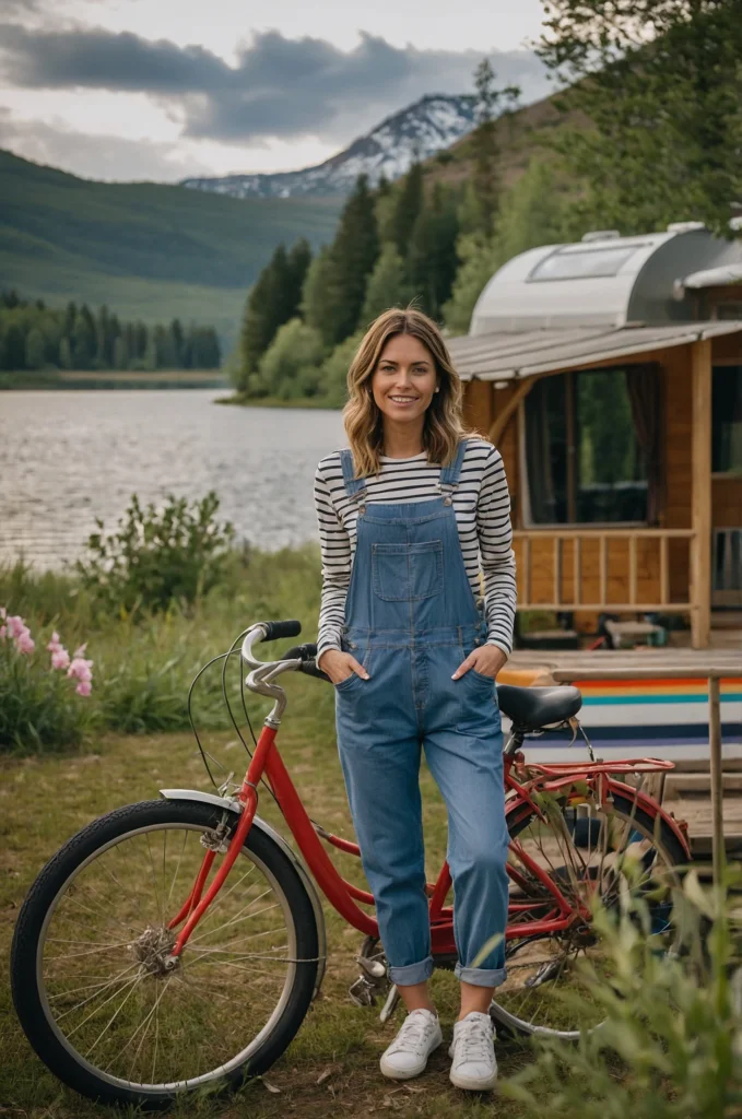 Overalls and Striped Tee