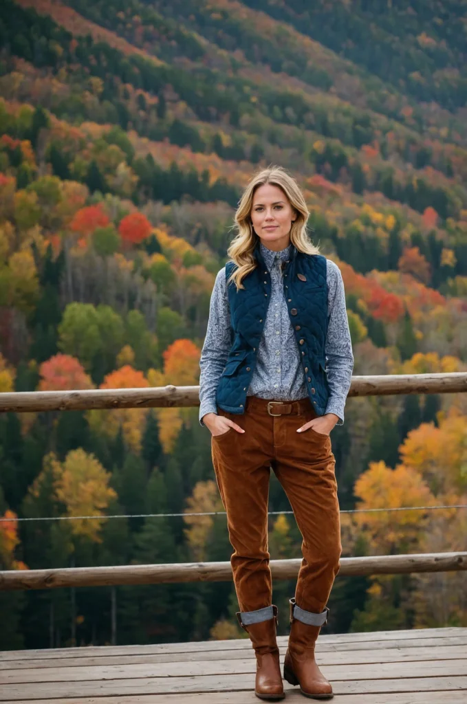 Quilted Vest and Corduroy Pants