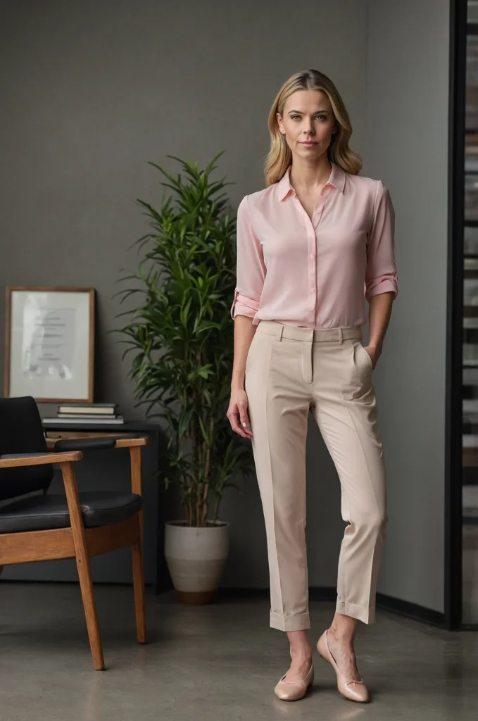 Softly Colored Blouse and Trousers