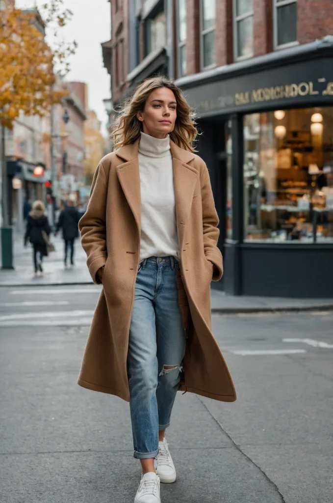 Wool Coat and Boyfriend Jeans