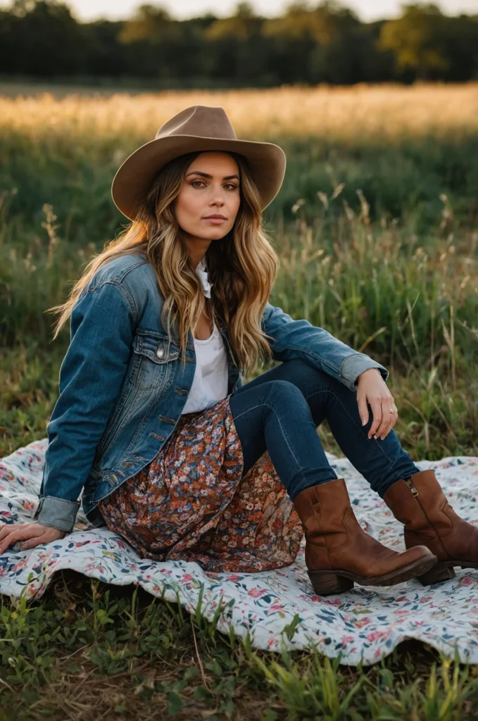 Denim Jacket and Skirt