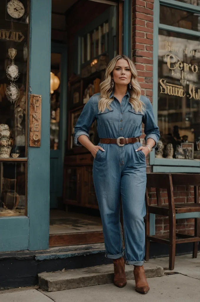 Denim Jumpsuit and Belt