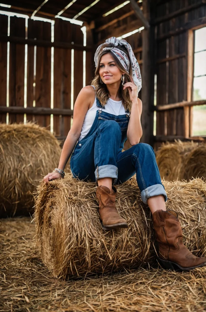 Denim Overalls and Tank Top