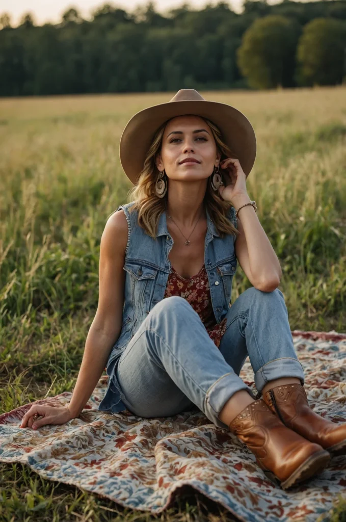 Denim Vest and Dress