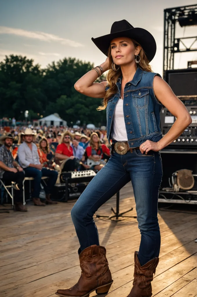 Denim Vest and Jeans