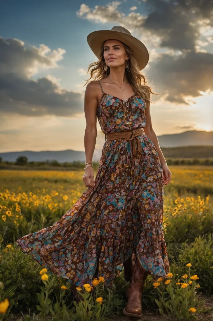 Floral Print Dress and Boots