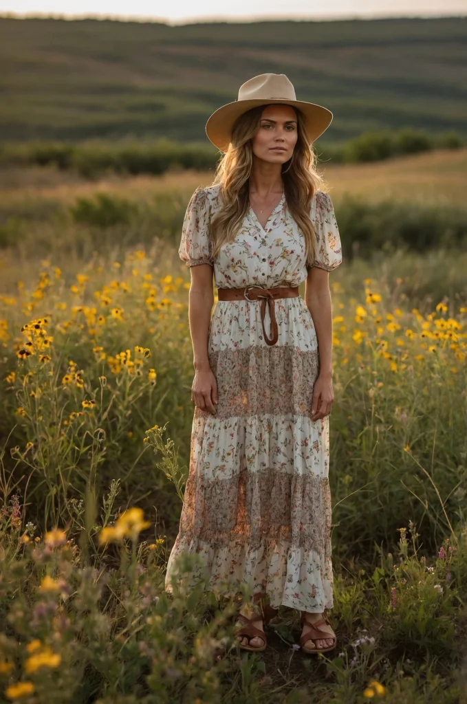 Flowy Maxi Dress and Hat