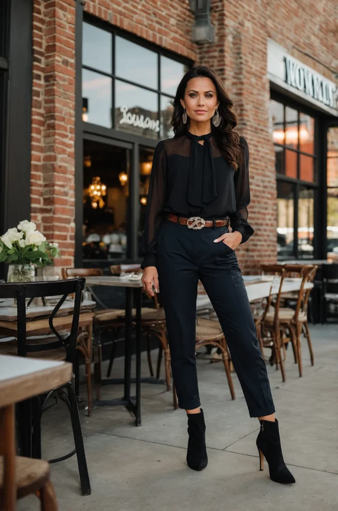 High-Waisted Pants and Blouse