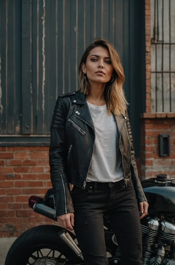 Leather Jacket and Jeans