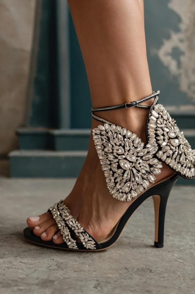 Embellished Clutch and Strappy Sandals