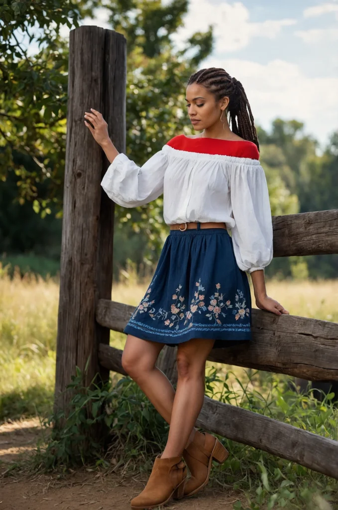 The Peasant Blouse & Suede Skirt