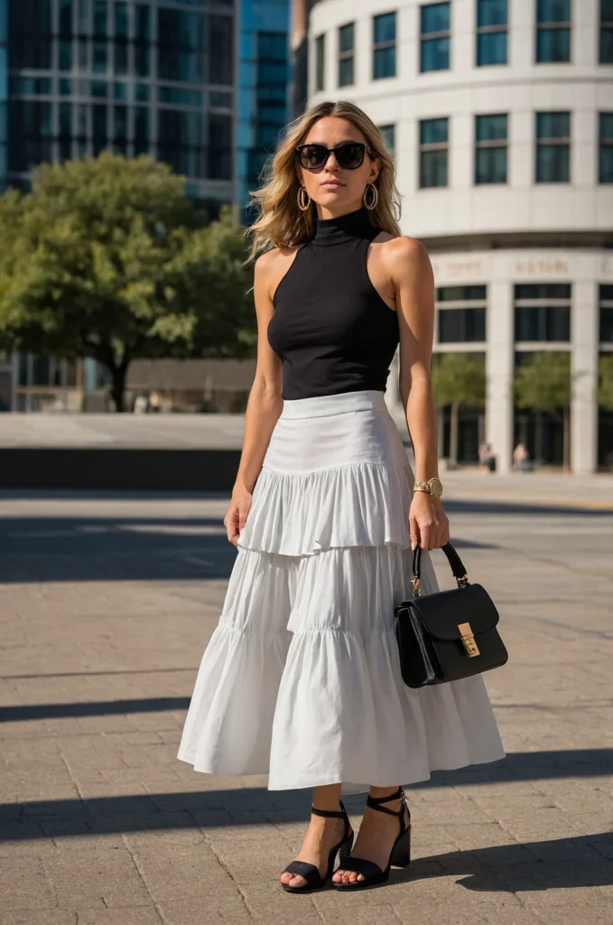 Black Tank & White Skirt