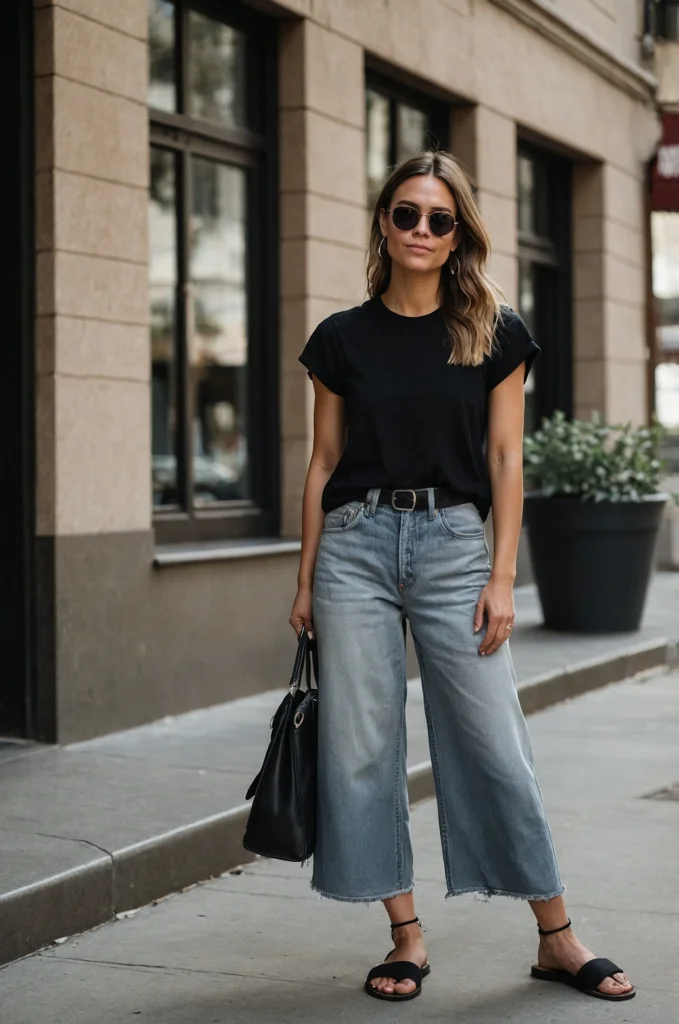 Wide-Leg Cropped Jeans