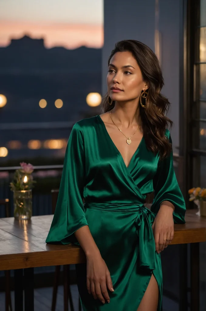 The Emerald Green Silk Midi Dress