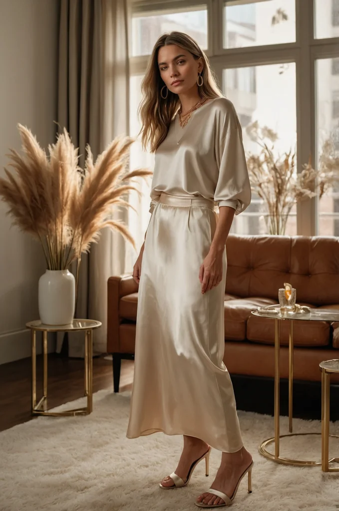 The Satin Slip Skirt and Knit Sweater