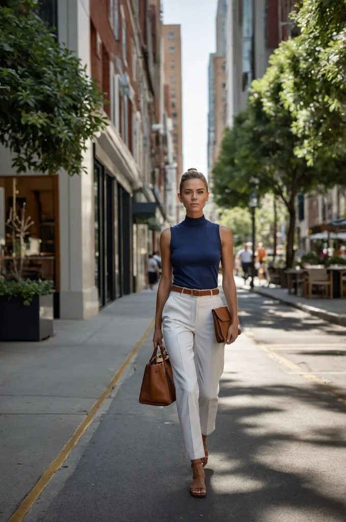 Bermuda Shorts and a Fitted Knit Top