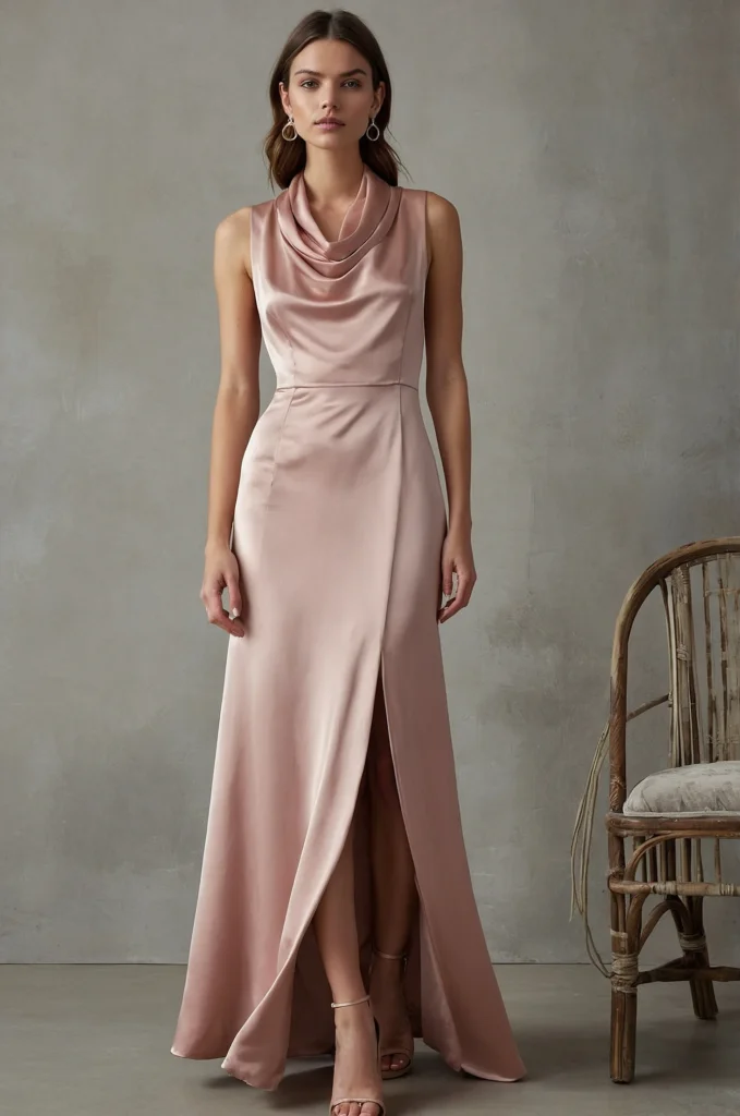 The Cowl Neck Satin Dress
