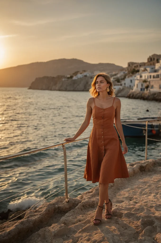 The Terracotta Linen Blend Dress