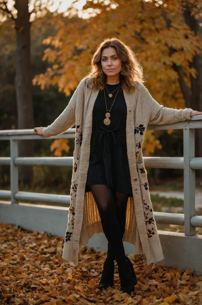 Chunky Knit Cardigan over a Dress