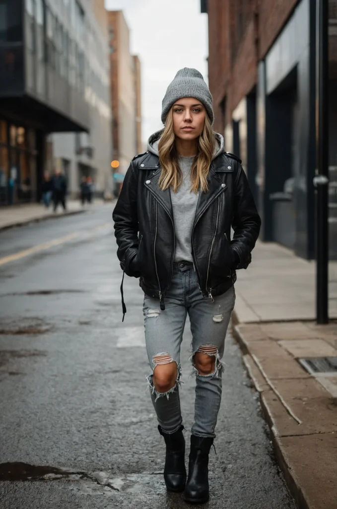 Leather Jacket over a Hoodie