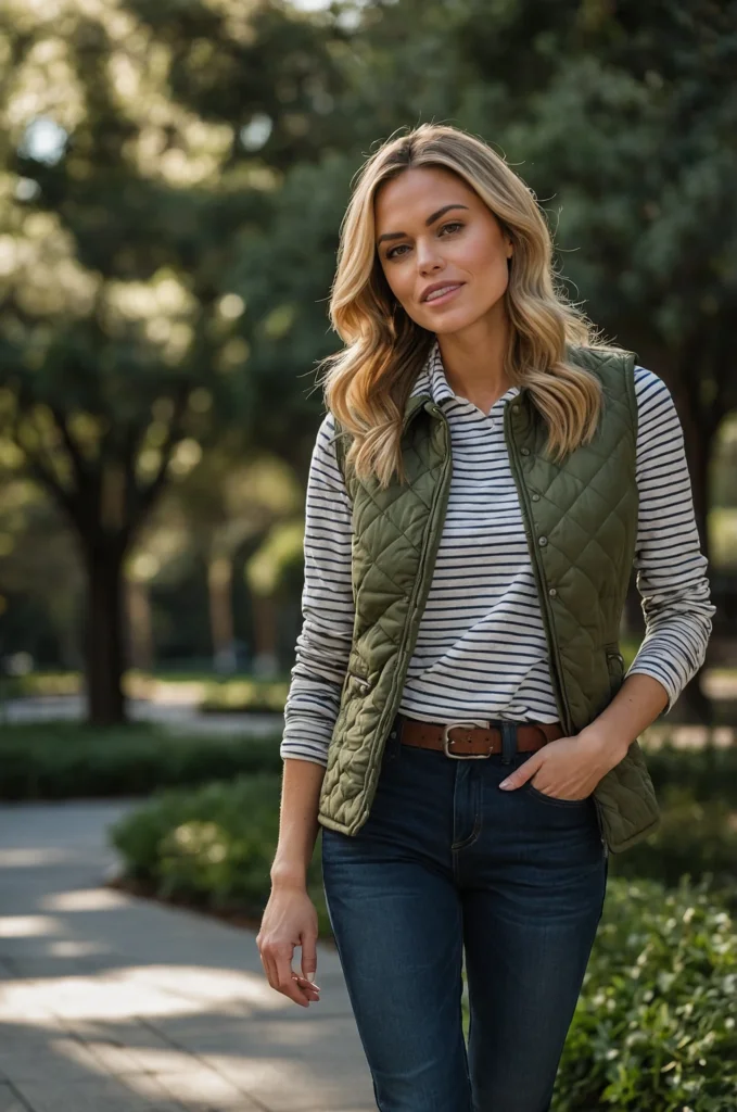 A Quilted Vest & Long-Sleeved Tee