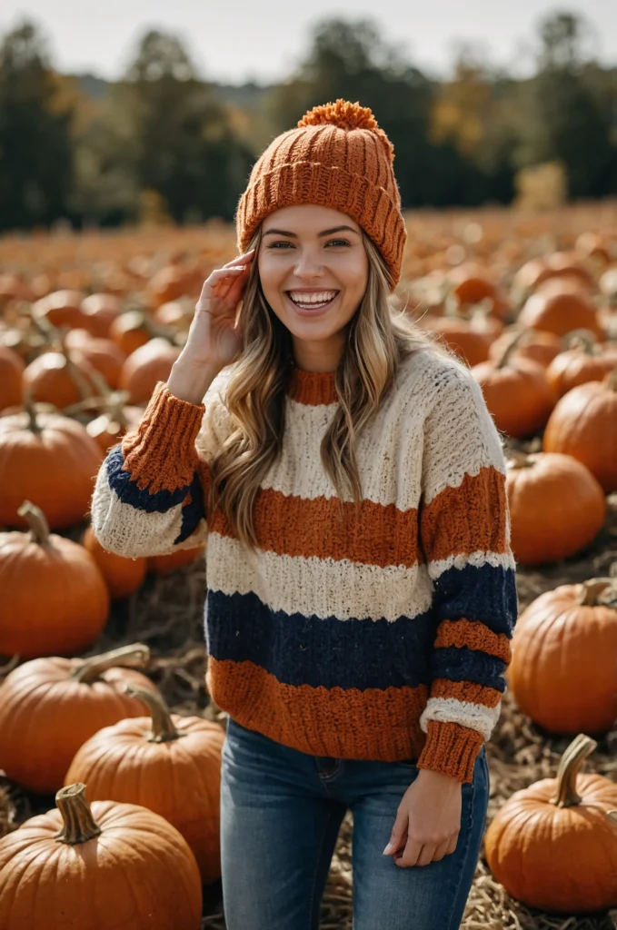 A Striped Sweater & Beanie