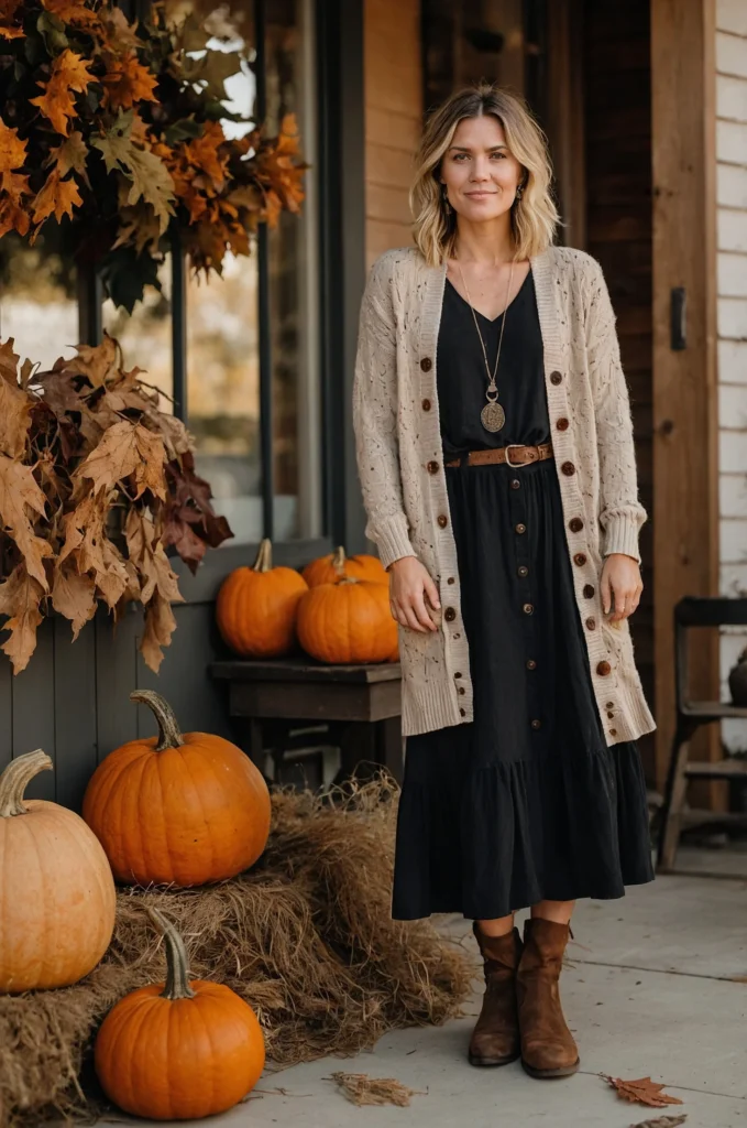 Chunky Cardigan & a Slip Dress