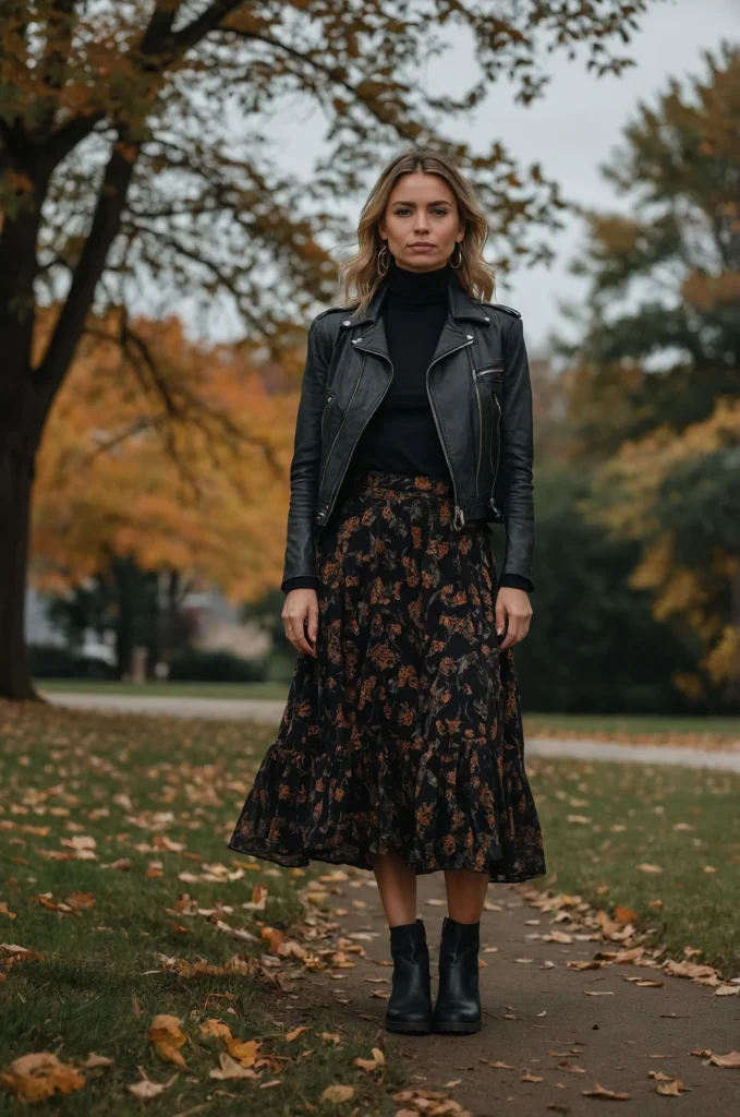 A Long Skirt & Ankle Boots