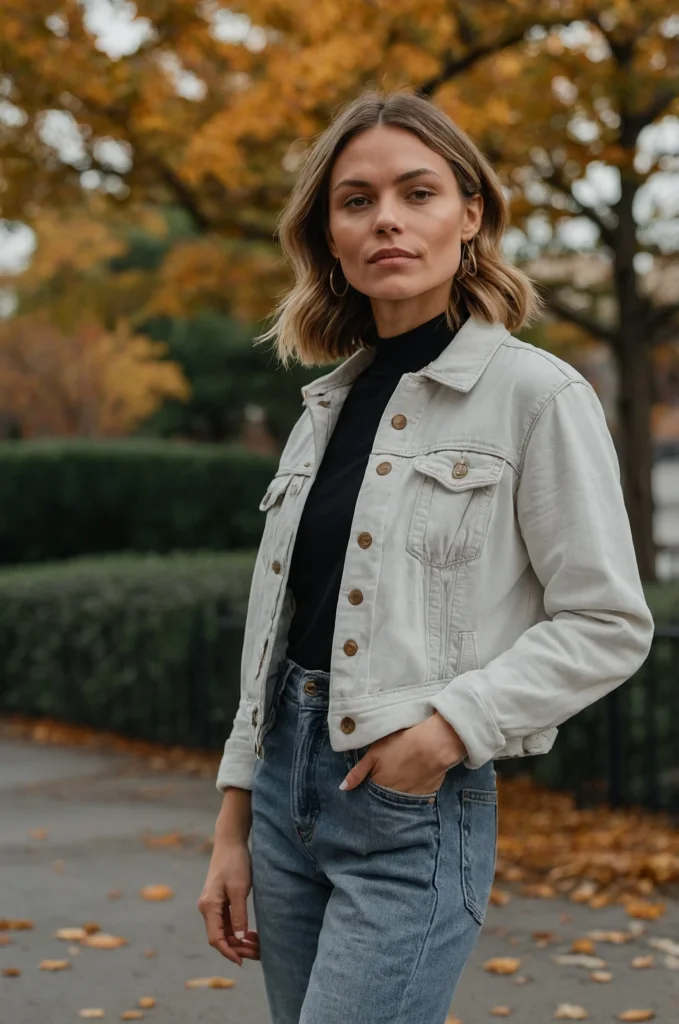 A Denim Jacket & Knit Dress