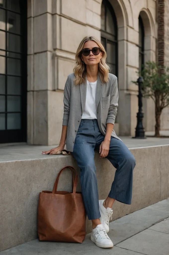 A Denim Shirt & Knit Pants