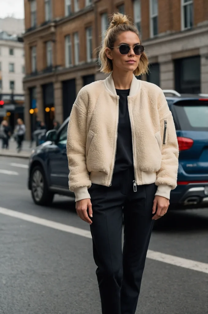 A Fleece Jacket & Tailored Trousers