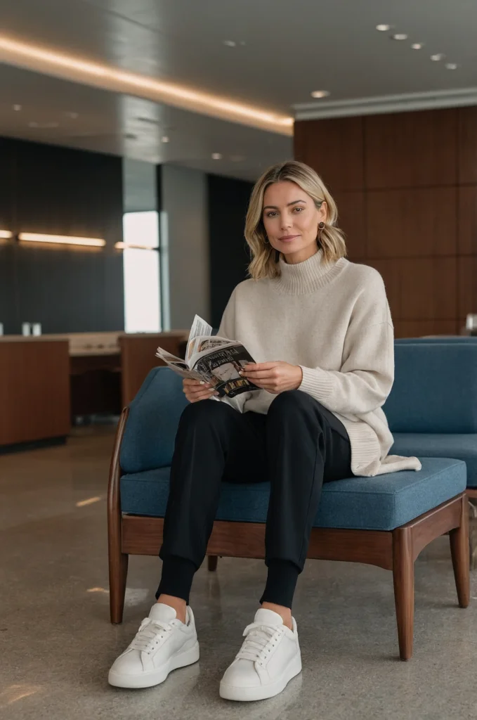 A Knit Set with a Wool Coat