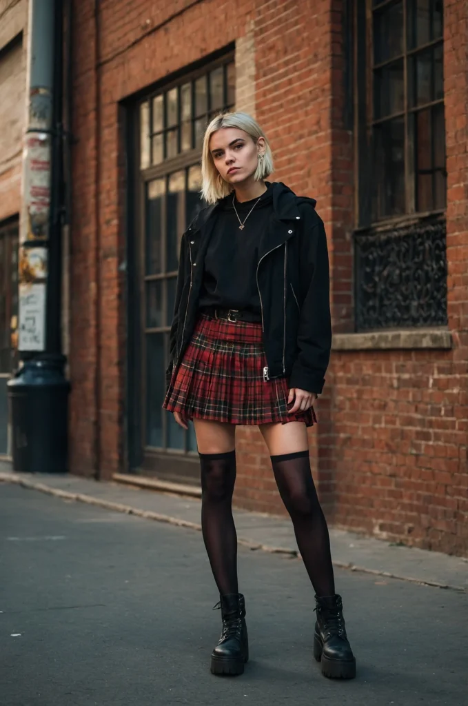 A Plaid Skirt & Combat Boots