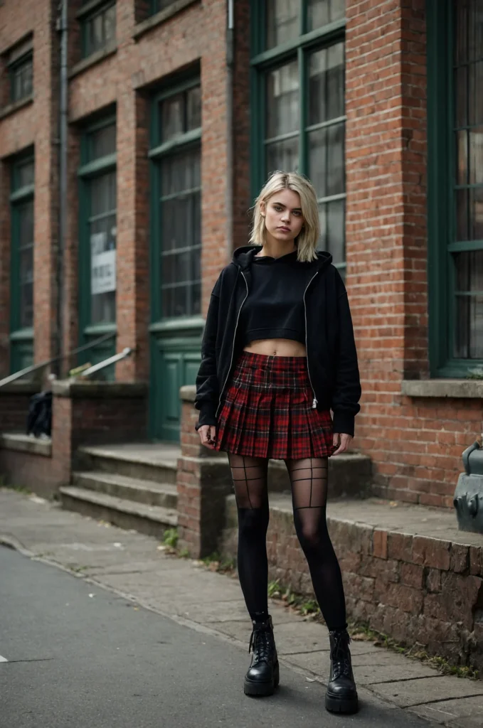 A Plaid Skirt & Combat Boots